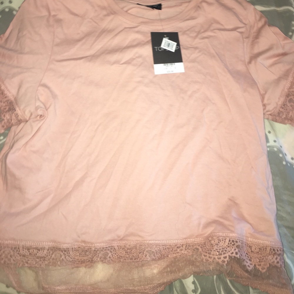 Pink crop top with lace